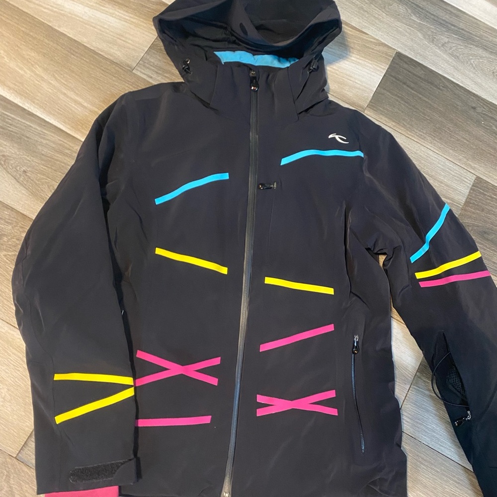 Kjus Black Ski Jacket with Colorful Stripes